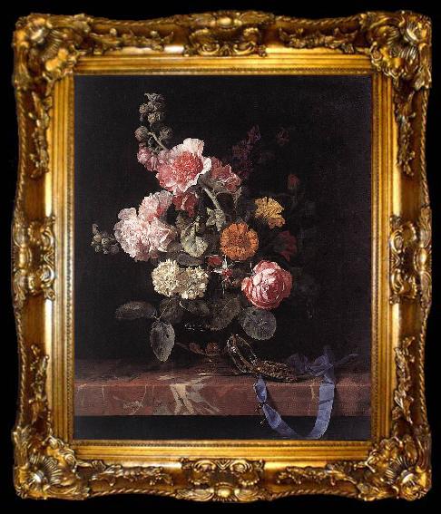 framed  Willem van Vase of Flowers with Watch, ta009-2
